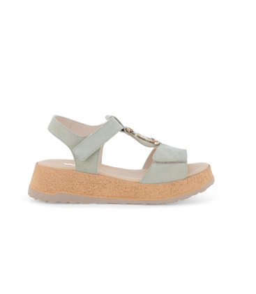 Sandalo sportivo con zeppa platform in camoscio verde salvia 019289