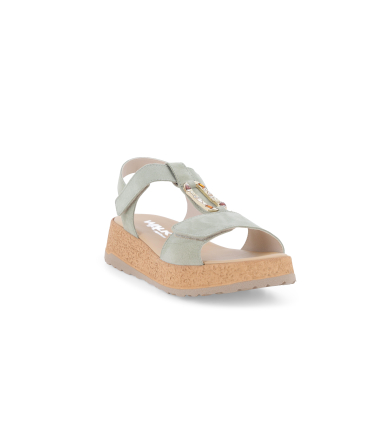 Sandalo sportivo con zeppa platform in camoscio verde salvia 019289
