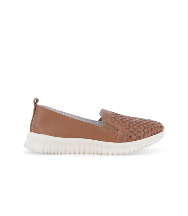 Sneaker slip-on intrecciata color cuoio 055043q