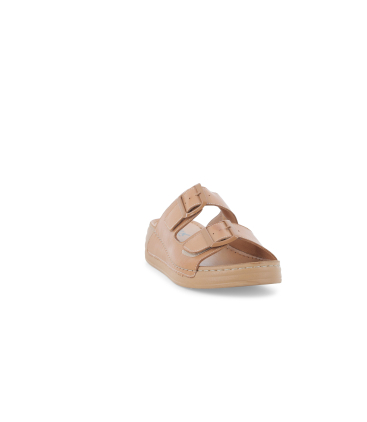Sandalo comfort con velcro donna in pelle cuoio 055068
