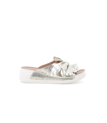 Sandalo comfort con velcro donna in pelle oro 055085