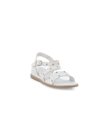 Sandalo in pelle beige crema basso comodo 055087
