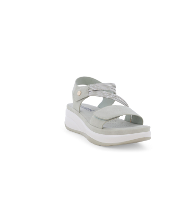 Sandalo in tessuto scamosciato con velcro regolabile verde 094103