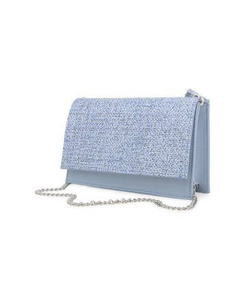 Tasche Pochette mit Umhaengeriemen aus Textil Raffiabast xeno alb013