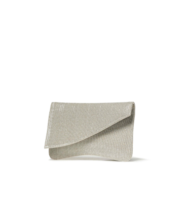 Pochette Platin Design asymmetrisch mit Kette Gold bj036q