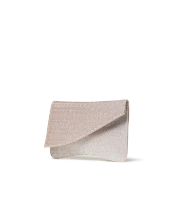 Pochette asymmetrisch Puder Glitzer mit Kette Gold bj036q