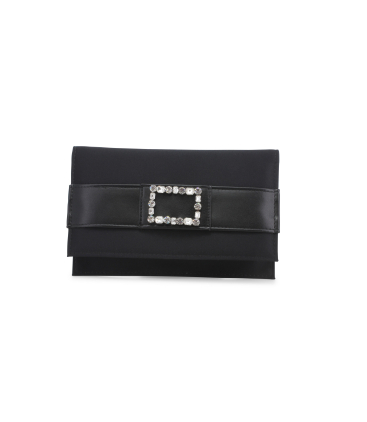 Tasche Pochette mit Umhaengeriemen aus Textil Satin Schwarz bj064