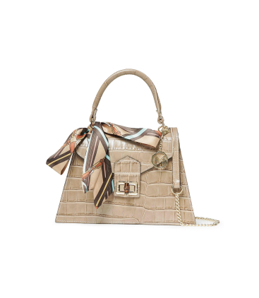 Tasche mit Henkel aus Leder Beige Taupe bor500