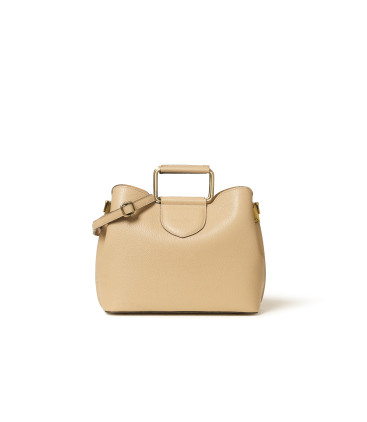Tasche mit Umhaengeriemen aus Leder Beige Taupe hell bor565