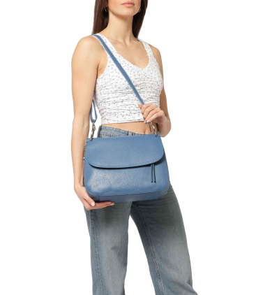 Tasche mit Umhaengeriemen aus Leder Jeansblau bor6092
