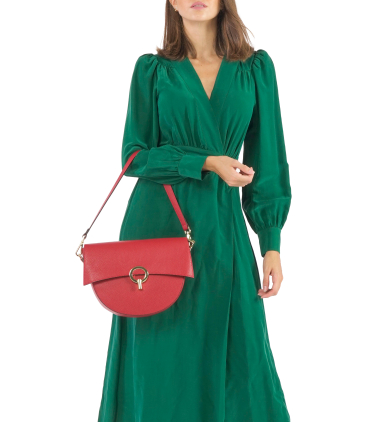 Borsa con tracolla in pelle rosso bor875