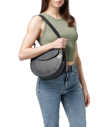 Tasche mit Umhaengeriemen aus Leder Blau bor967