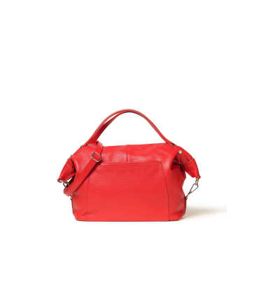 Tasche mit Henkel Umhaengeriemen aus Leder Rot bor995