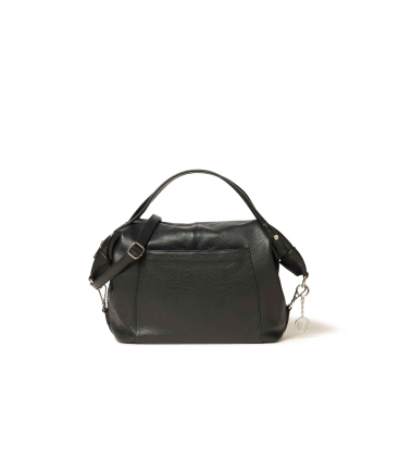 Tasche mit Henkel Umhaengeriemen aus Leder Schwarz bor995