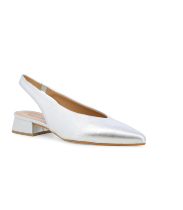 Slingback elegante color argento con con tacco basso d156q