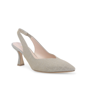 Décolleté donna slingback in tessuto platino d168q