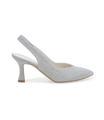 Décolleté donna slingback in tessuto argento d168q