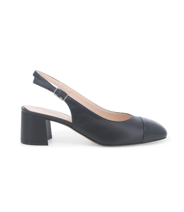 Décolleté slingback donna in pelle nero e1301q
