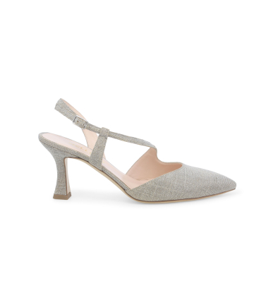 Décolleté donna slingback in tessuto galassia platino e1634q