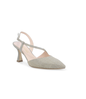 Décolleté donna slingback in tessuto galassia platino e1634q