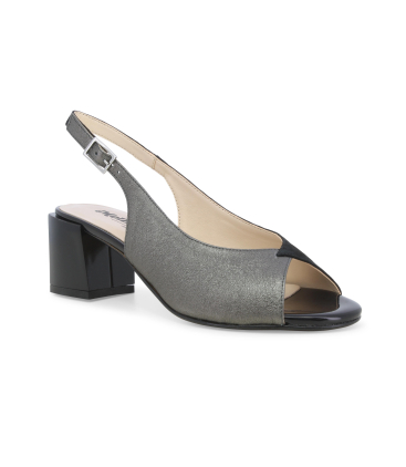 Sandalo metallizzato con tacco in vernice canna di fucile k35165q