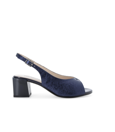 Sandalo metallizzato con tacco in vernice blu oceano k35165q