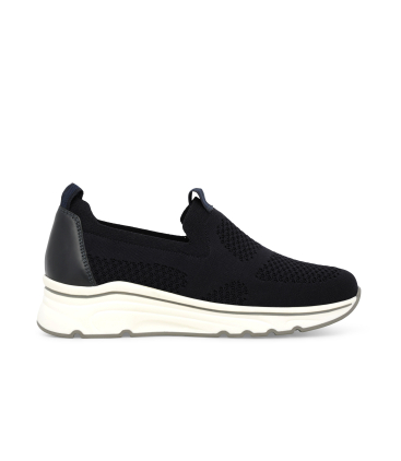 Sneaker slip-on in tessuto knit blu navy con suola platform k55711bk