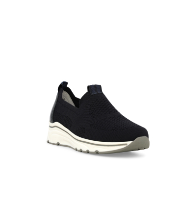 Sneaker slip-on in tessuto knit blu navy con suola platform k55711bk