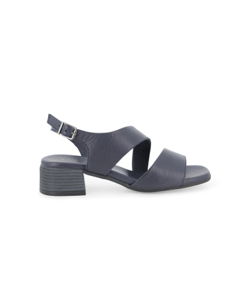 Sandalo donna comodo basso in pelle blu notte k56062q
