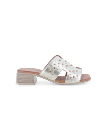 Ciabatta donna in pelle platino k56076q