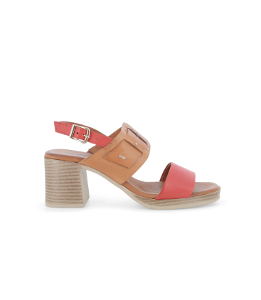 Sandalo donna in pelle multi cuoio e rosso k56148