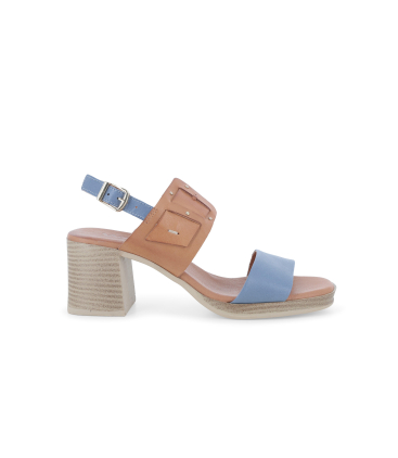 Sandalo donna in pelle multi cuoio e jeans k56148