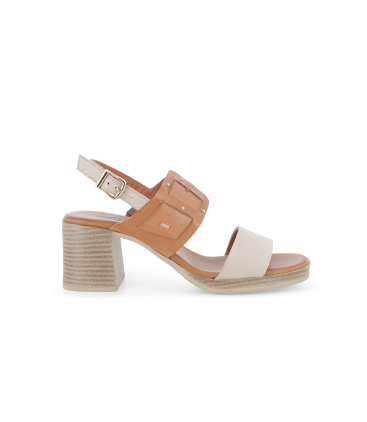 Sandalo donna in pelle multi cuoio e bianco k56148