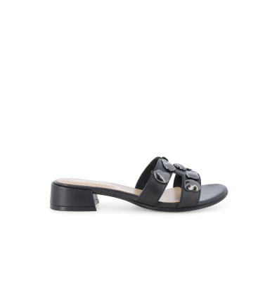 Ciabatta gioiello in similpelle nero k58038