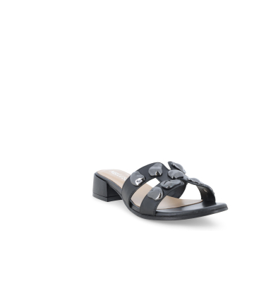 Ciabatta gioiello in similpelle nero k58038