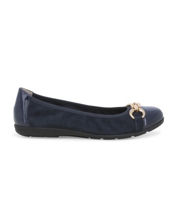 Ballerina blu navy in camoscio e vernice con morsetto k60100bk