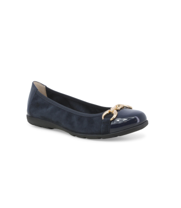 Ballerina blu navy in camoscio e vernice con morsetto k60100bk