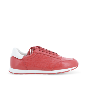 Sneaker aus Leder Rot mit Ferse mit Kontrast k60111bk