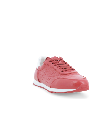 Sneaker aus Leder Rot mit Ferse mit Kontrast k60111bk