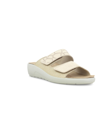 Ciabatta comoda a due fasce con velcro platino q60238q