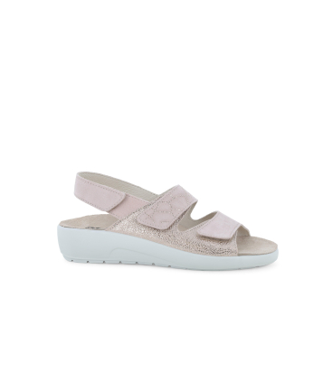 Ciabatta comoda a due fasce con cinturino e velcro rosa carne q60239q
