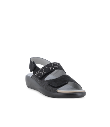 Ciabatta comoda a due fasce con cinturino e velcro nero q60239q