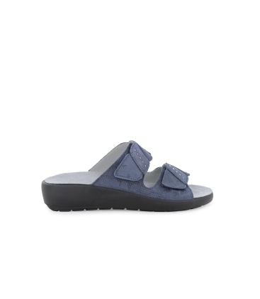 Ciabatta comoda a due fasce con velcro blu notte q60248