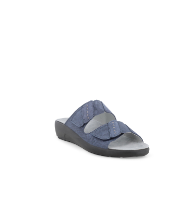 Ciabatta comoda a due fasce con velcro blu notte q60248