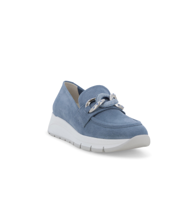 Mocassino comfort blu avio in camoscio con accessorio r20091