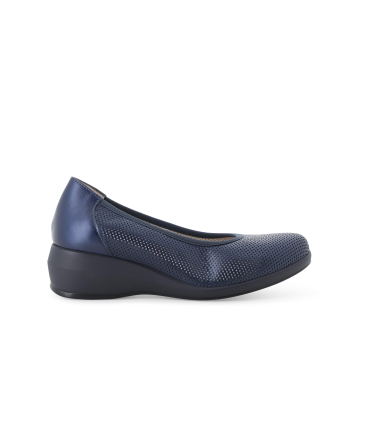 Décolleté zeppa comfort in pelle blu abyss r30611q