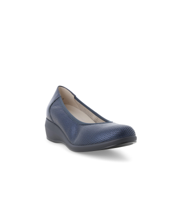 Décolleté zeppa comfort in pelle blu abyss r30611q