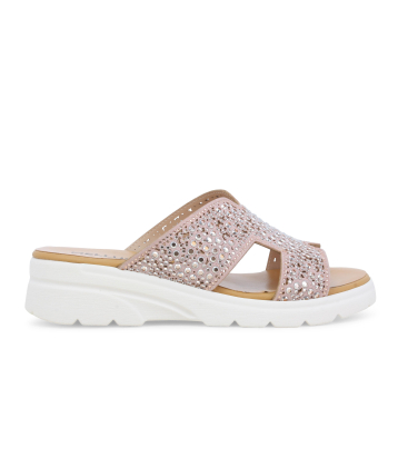 Pantolette sportlich mit Keilabsatz und Strass Rosa r80232q