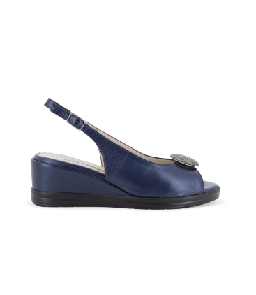 Sandalo zeppa blu con accessorio gioiello r80432q