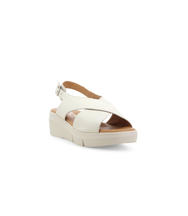 Sandalo platform con fasce incrociate bianco latte r80420q
